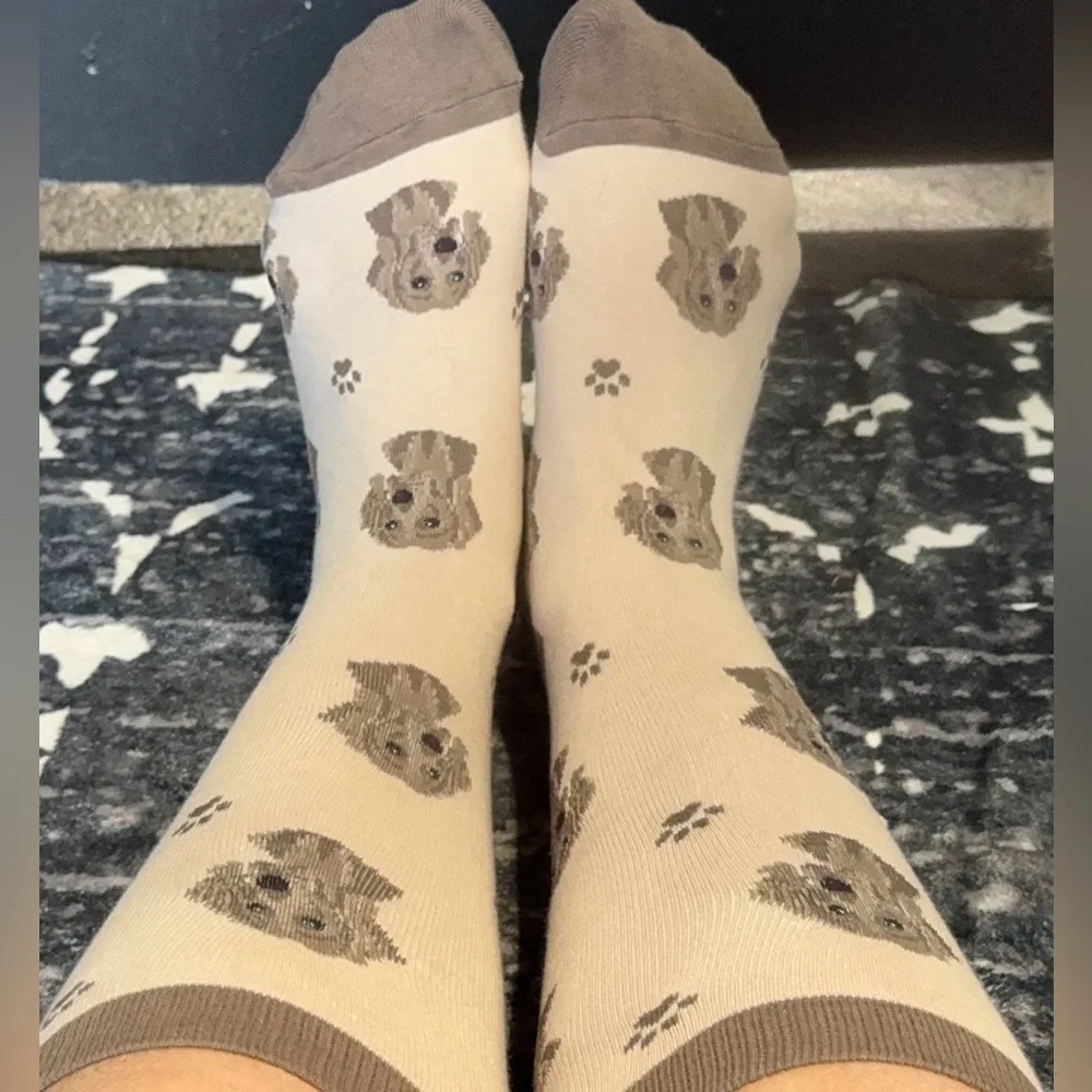 No Brand Men’s Weimaraner Brown and Cream Dress Socks Size 8-12 - Picture 1 of 3